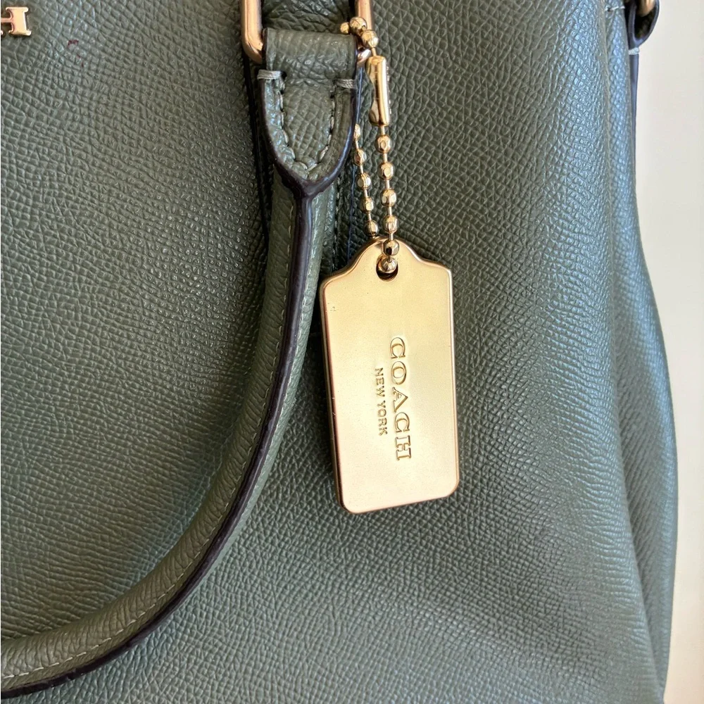 Coach Mini Sage Green Olive Carryall Satchel in Military Green Crossgrain Leathe